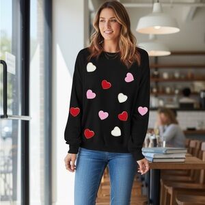 NEW•XL•❗️1 LEFT❗️ZEN•SWEETHEART BLACK CANDY HEARTS SWEATSHIRT
